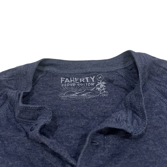 Faherty Long-Sleeve Cloud Henley - Baltic Navy Heather - Picture 6 of 9